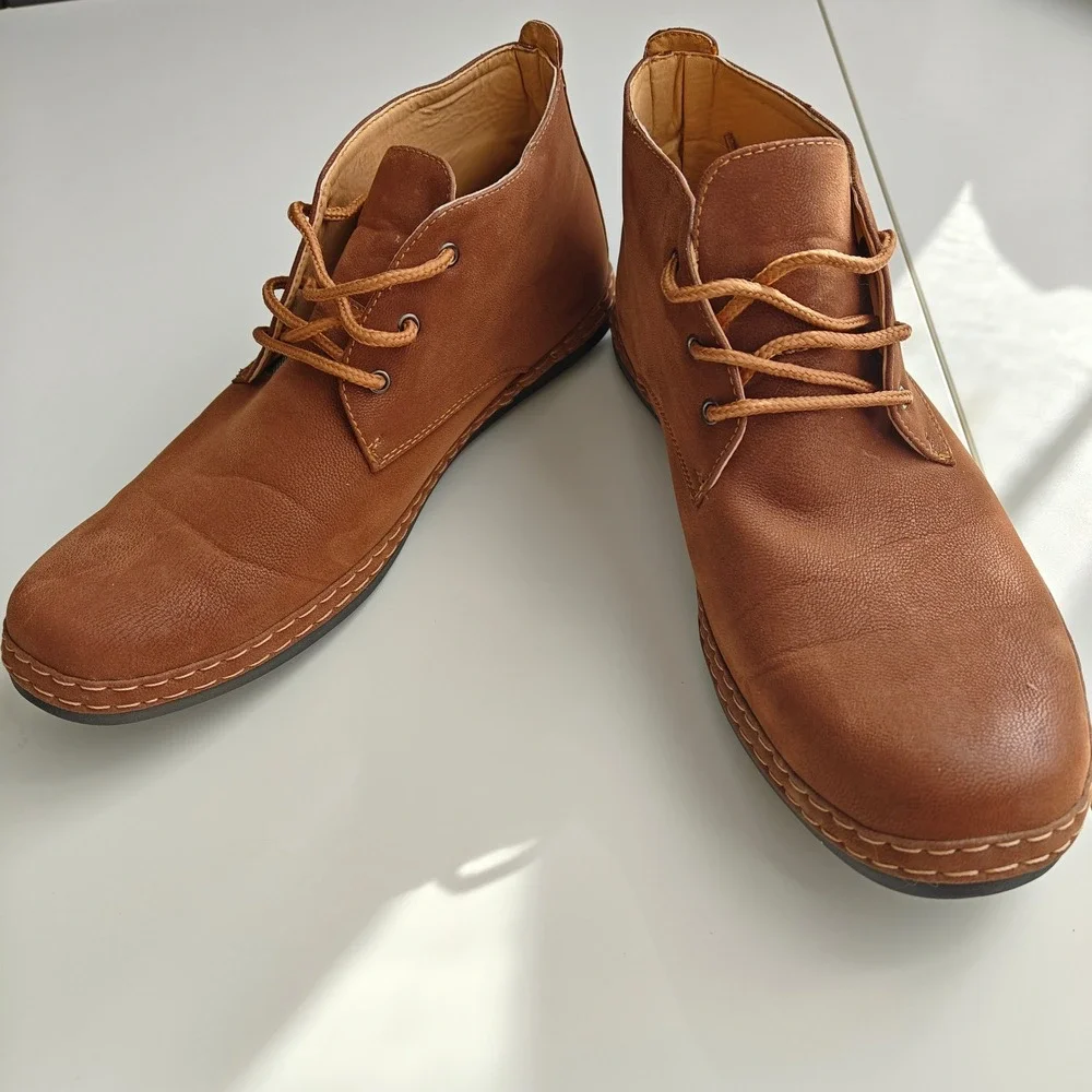 Mens Faux Leather Suede Chukka Boots Desert Shoes Tan Brown True Republic 8.5